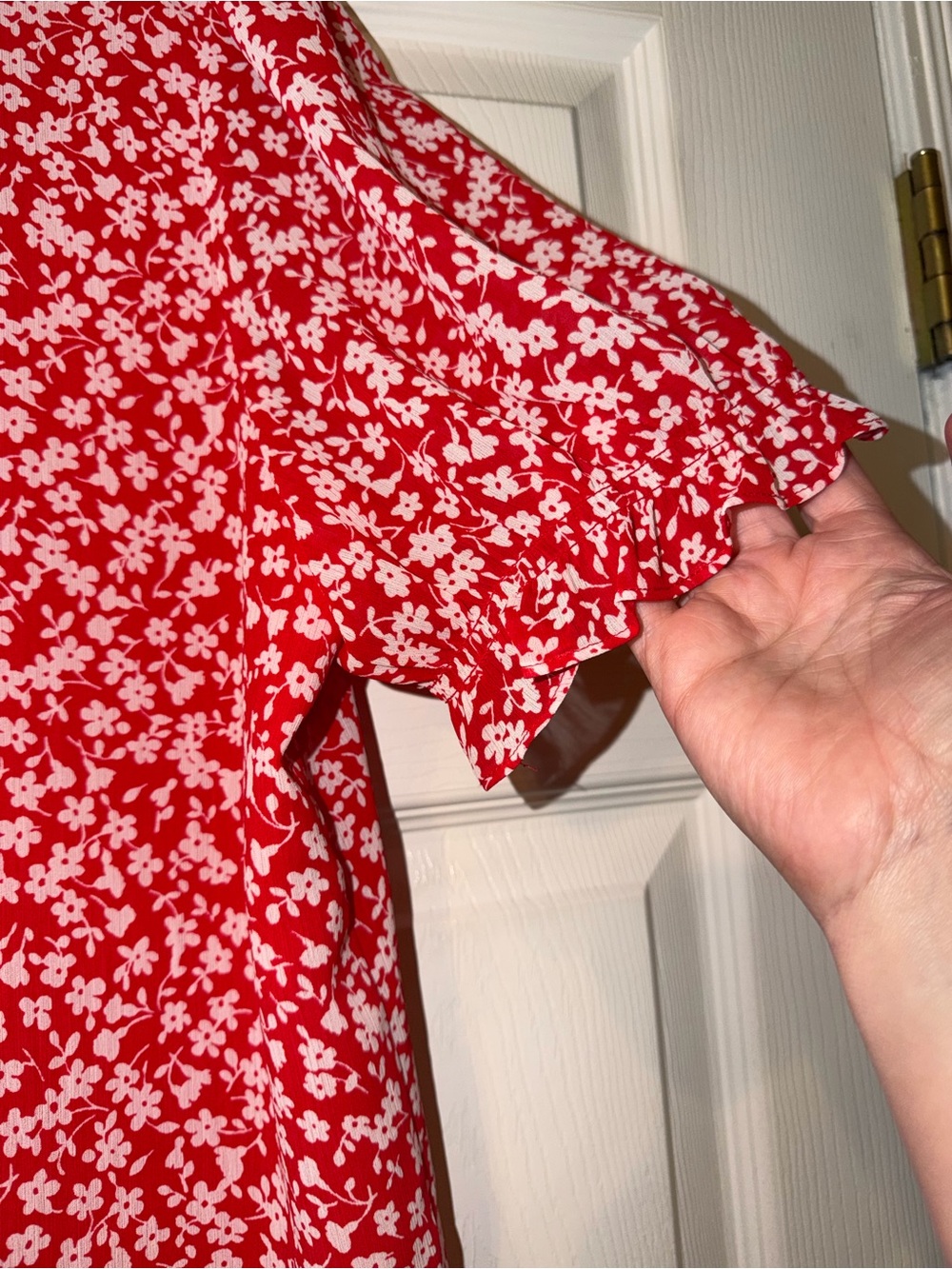 J. Crew Red Floral V-Neck Blouse. EUC - Picture 5 of 6